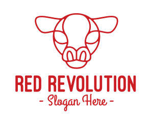 Red Cow Head Outline logo design