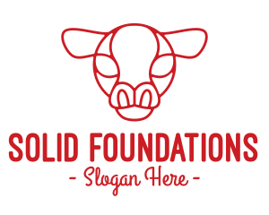 Buffalo - Red Cow Head Outline logo design