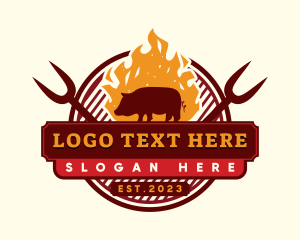 Steak - Pork Grilling Barbecue logo design