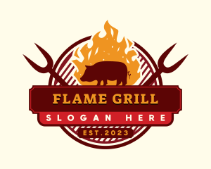 Grilling - Pork Grilling Barbecue logo design