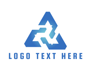 Warning Sign - Blue Tech Triangle logo design