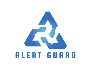 Warning - Blue Tech Triangle logo design