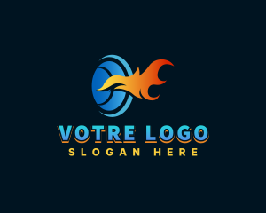 Hot - Cooling Flame Temperature logo design