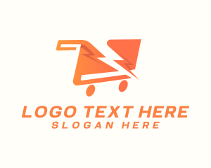 Shopping Cart - Lightning Push Cart logo design