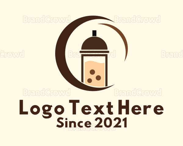 Milk Tea Drink Circle Logo