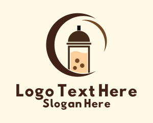 Milk Tea Drink Circle  Logo