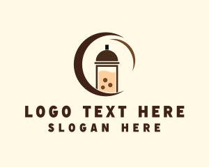 Slushy - Milk Tea Drink logo design