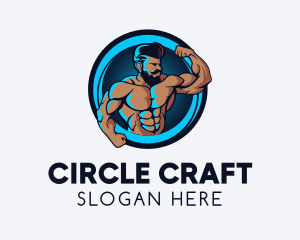 Bodybuilding Neon Fitness Gym logo design