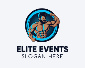 Powerlifting - Bodybuilding Neon Fitness Gym logo design