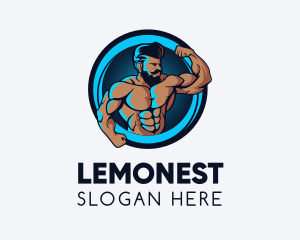 Muscle - Bodybuilding Neon Fitness Gym logo design