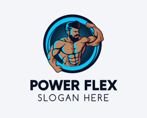 Bodybuilding Neon Fitness Gym logo design