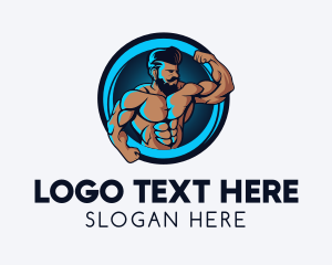 Biceps - Bodybuilding Neon Fitness Gym logo design
