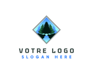 Pine Tree Forest Scenery Logo