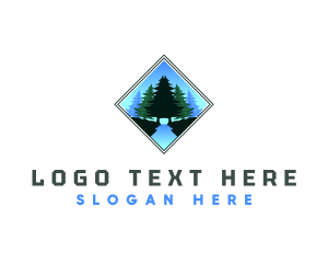 Landscape - Pine Tree Forest Scenery logo design