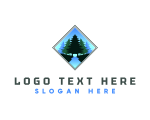 Pine Tree Forest Scenery Logo