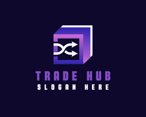 Exchange - Cube Courier Arrow logo design