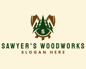 Rustic Lumberjack Woodworking logo design