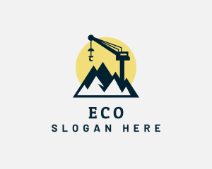 Heavy Equipment - Crane Mountain Mining Equipment logo design