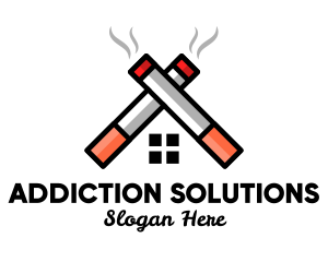 Addiction - Cigarette House Roof logo design