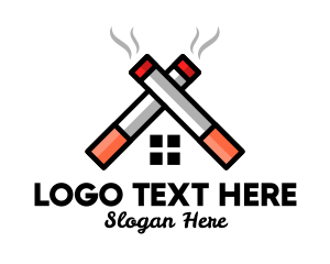 Tobacco - Cigarette House Roof logo design