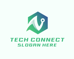 Tech Circuit Letter V Logo