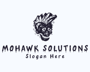 Mohawk Punk Skull Graffiti logo design