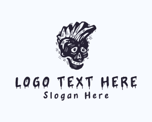 Spooky - Mohawk Punk Skull Graffiti logo design