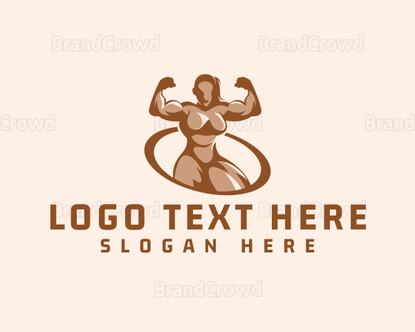 Woman Bodybuilder Gym Logo