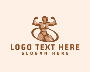 Training - Woman Bodybuilder Gym logo design