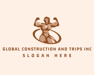 Muscle - Woman Bodybuilder Gym logo design