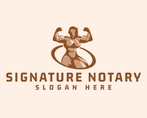 Strong - Woman Bodybuilder Gym logo design