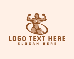 Strong - Woman Bodybuilder Gym logo design