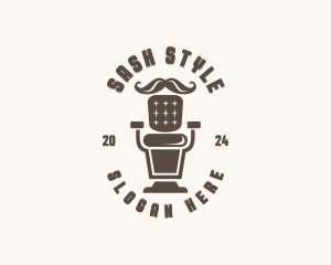 Mustache Hair Styling Barber logo design