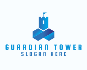 Blue Fortress Tower logo design