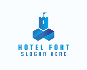 Blue Fortress Tower logo design