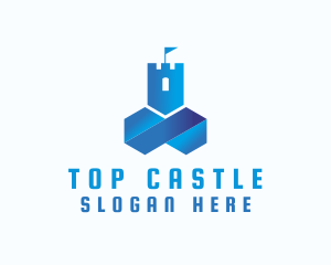 Blue Fortress Tower logo design