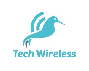 Wireless - Hummingbird Wifi Wings logo design