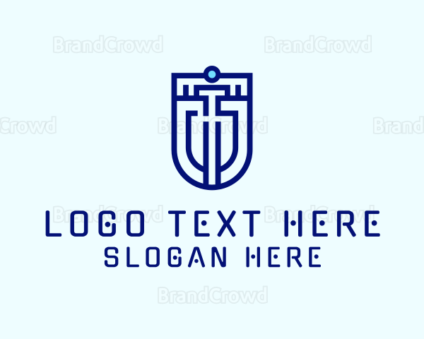 Tech Letter U Shield Logo