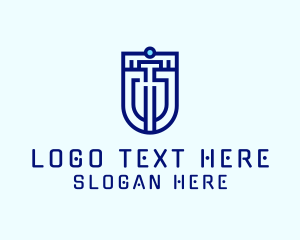 Cyber Security - Tech Letter U Shield logo design