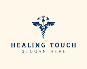 Caduceus Wings Healthcare logo design