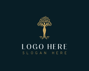 Forestry - Tree Planting Woman Nature logo design