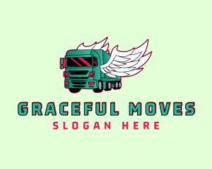 Logistics Truck Wings logo design