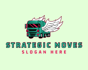 Logistics Truck Wings logo design