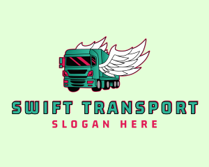 Logistics Truck Wings logo design