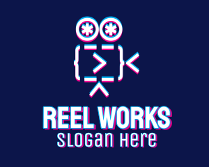 Glitchy Film Reel  logo design