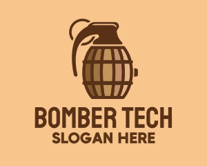 Bomber - Barrel Grenade Bomb logo design