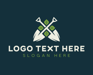Landscaper - Shovel Leaf Lawn Care logo design