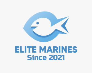 Blue Marine Fish  logo design