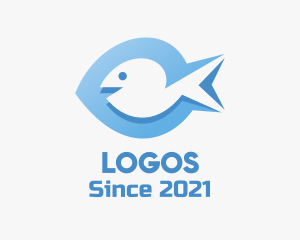 Aquarium Fish - Blue Marine Fish logo design
