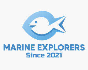 Blue Marine Fish  logo design